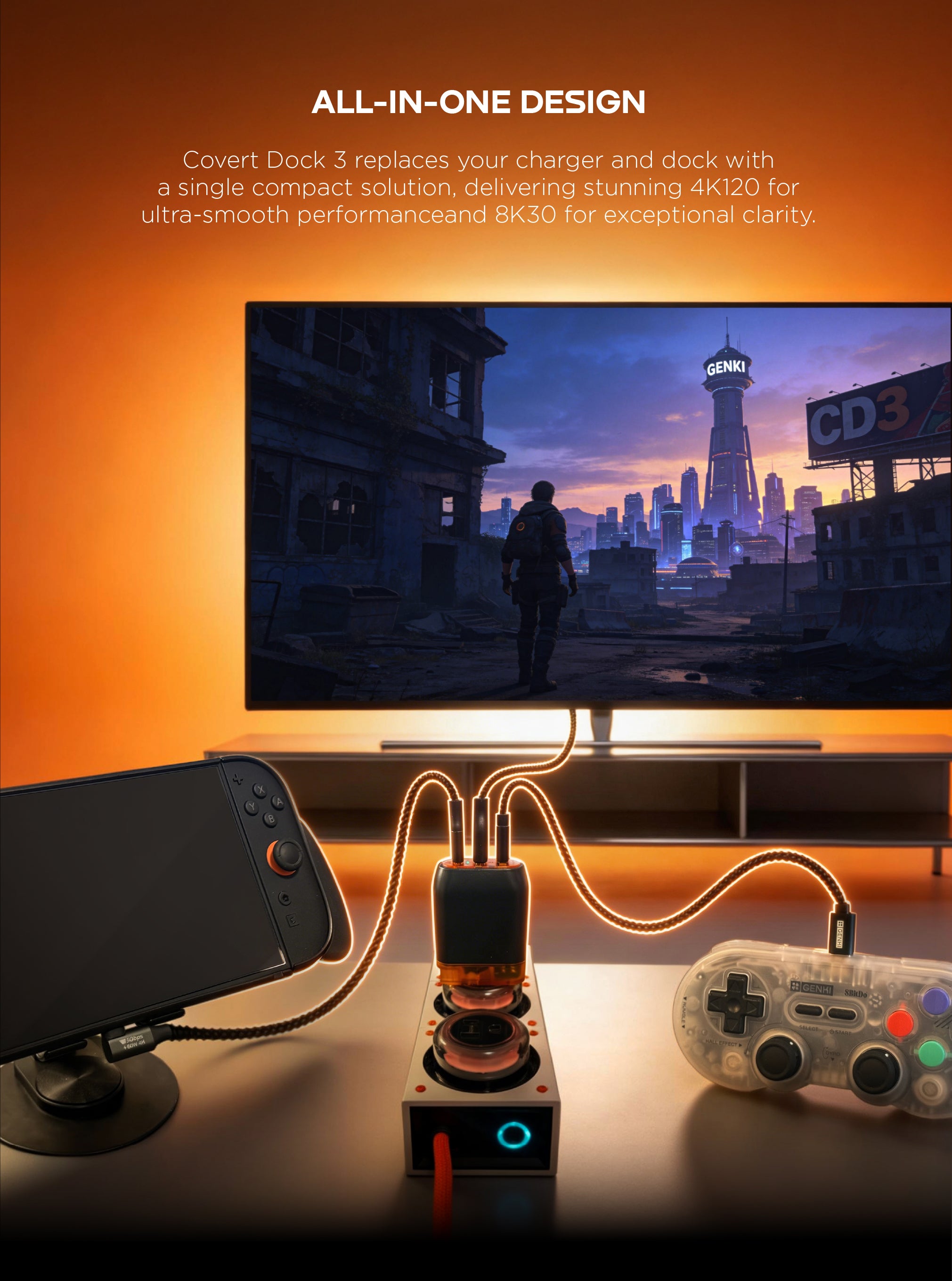 Covert Dock 3 — Portable 65W Nintendo Switch 2 Dock | Genki